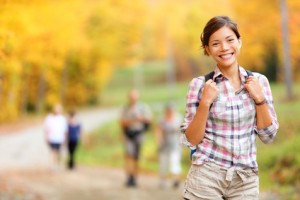 Autumn hiking girl