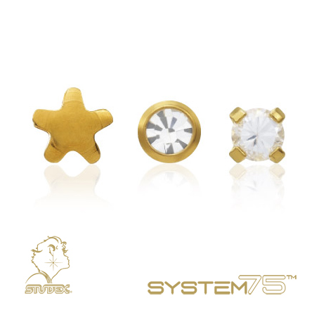 Constellation Piercings: Studex System 75 karat gold or gold-plated piercing studs